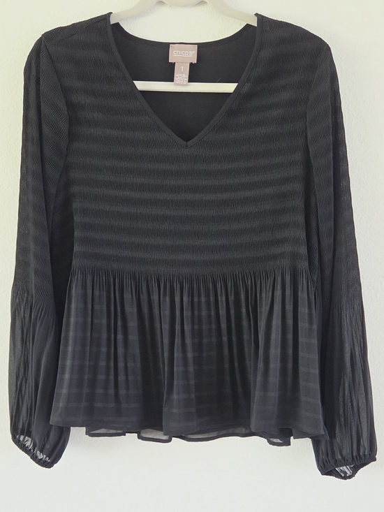 Chico's Tops - Chico's Black V-Neck Long-Sleeve Peplum Top
